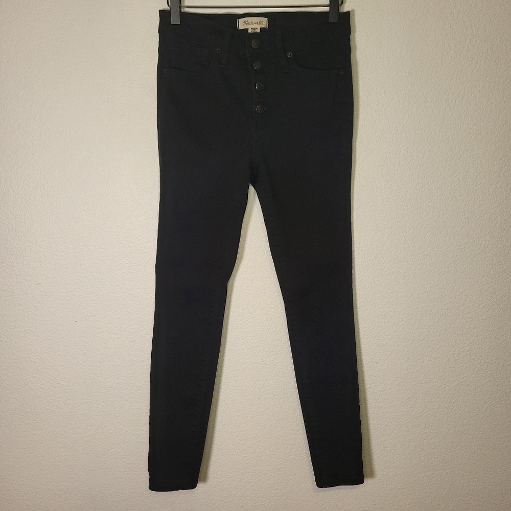 Madewell 9” Mid-Rise Skinny Jeans in Black Denim size 26